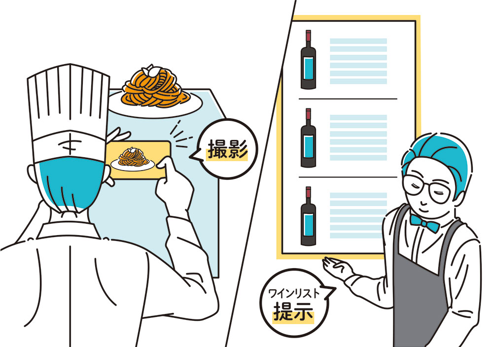 AIソムリエが料理に合うワインをリストアップ